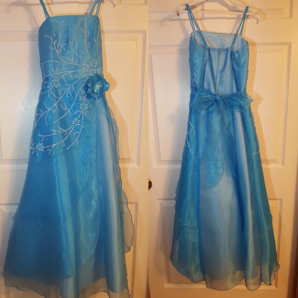 Girls blue chiffon formal dress